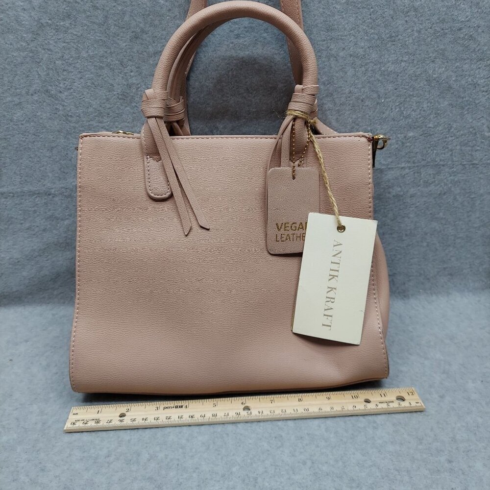 Antik‎ Kraft Melina Double Handle Satchel crossbody bag Blush  Vegan Leather